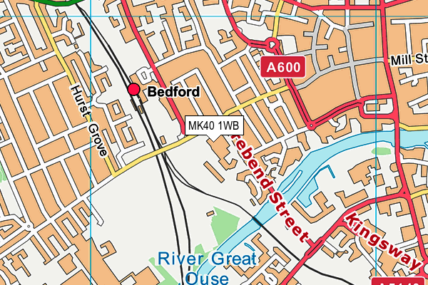 MK40 1WB map - OS VectorMap District (Ordnance Survey)