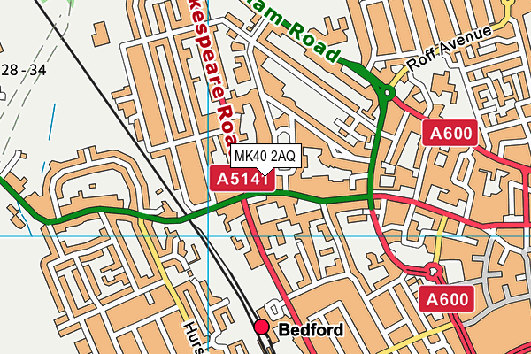 MK40 2AQ map - OS VectorMap District (Ordnance Survey)