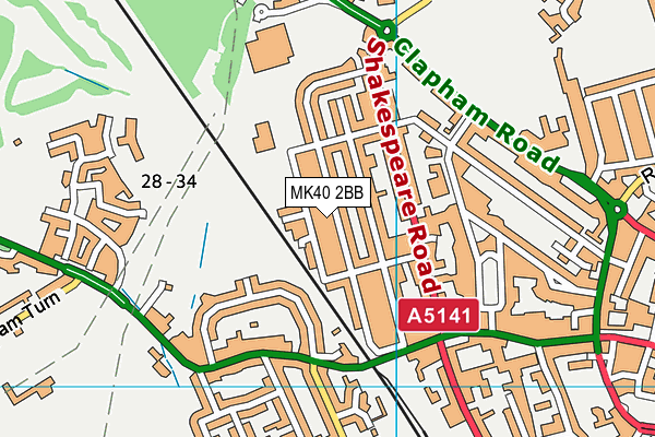 MK40 2BB map - OS VectorMap District (Ordnance Survey)