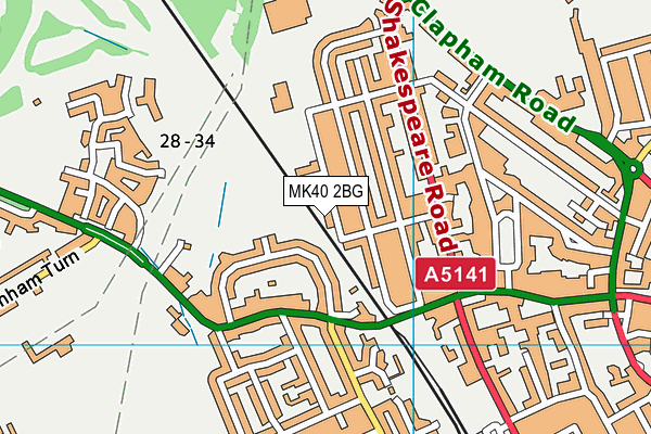 MK40 2BG map - OS VectorMap District (Ordnance Survey)