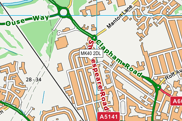 Bedford Greenacre Independent School (Shakespeare Road) map (MK40 2DL) - OS VectorMap District (Ordnance Survey)