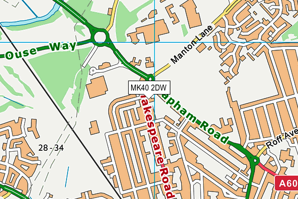 MK40 2DW map - OS VectorMap District (Ordnance Survey)