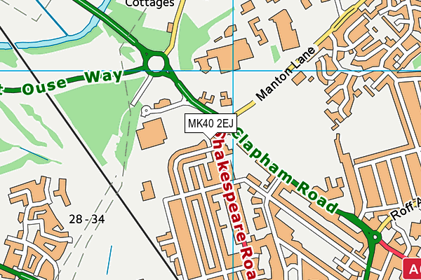 MK40 2EJ map - OS VectorMap District (Ordnance Survey)