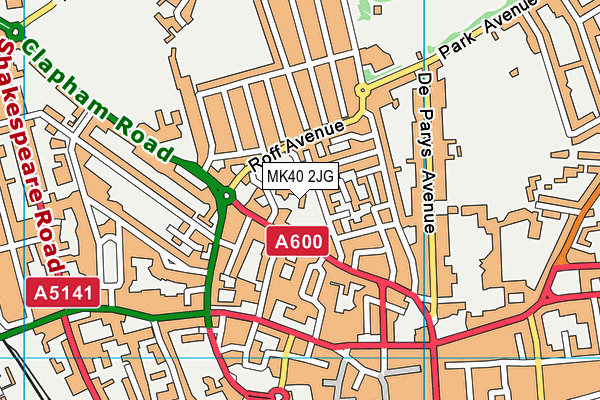 MK40 2JG map - OS VectorMap District (Ordnance Survey)