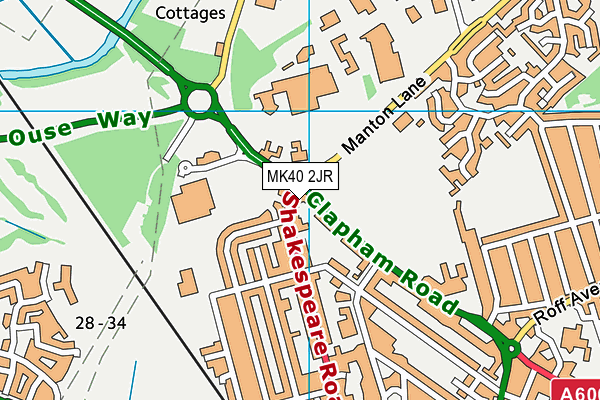 MK40 2JR map - OS VectorMap District (Ordnance Survey)