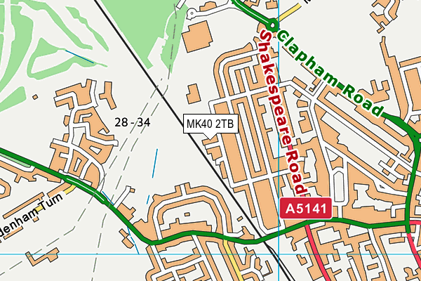 MK40 2TB map - OS VectorMap District (Ordnance Survey)