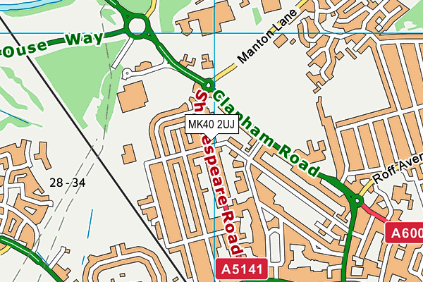 MK40 2UJ map - OS VectorMap District (Ordnance Survey)