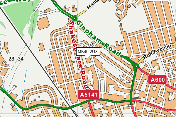 MK40 2UX map - OS VectorMap District (Ordnance Survey)