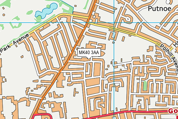 MK40 3AA map - OS VectorMap District (Ordnance Survey)
