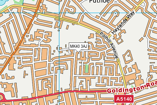 MK40 3AJ map - OS VectorMap District (Ordnance Survey)