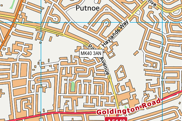 MK40 3AN map - OS VectorMap District (Ordnance Survey)