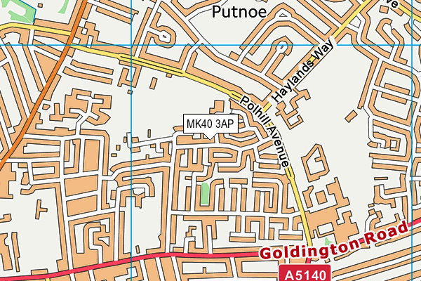 MK40 3AP map - OS VectorMap District (Ordnance Survey)