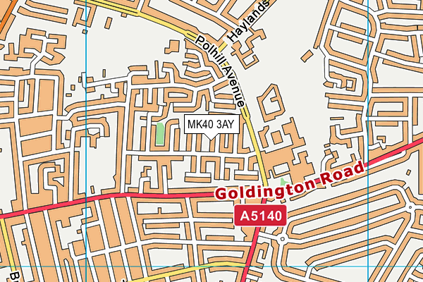 MK40 3AY map - OS VectorMap District (Ordnance Survey)