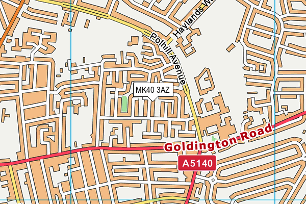 MK40 3AZ map - OS VectorMap District (Ordnance Survey)