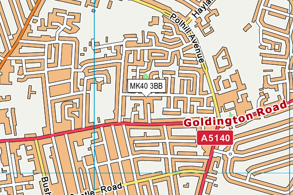 MK40 3BB map - OS VectorMap District (Ordnance Survey)