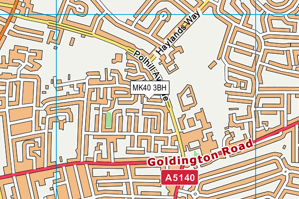 MK40 3BH map - OS VectorMap District (Ordnance Survey)