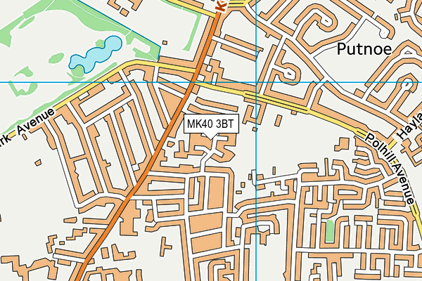 MK40 3BT map - OS VectorMap District (Ordnance Survey)