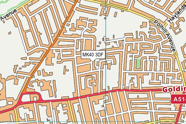 MK40 3DF map - OS VectorMap District (Ordnance Survey)