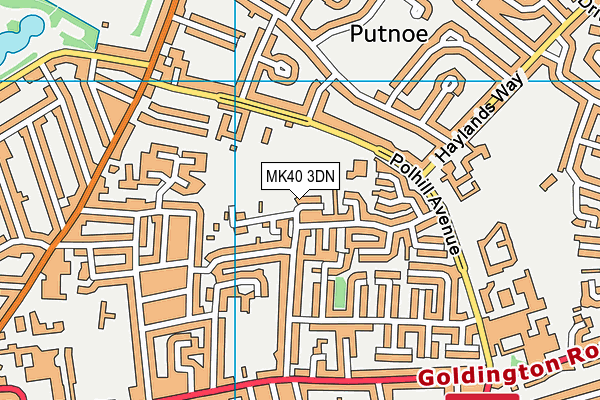 MK40 3DN map - OS VectorMap District (Ordnance Survey)