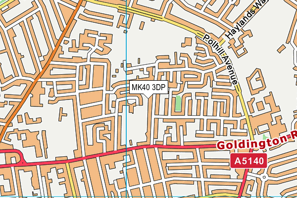 MK40 3DP map - OS VectorMap District (Ordnance Survey)