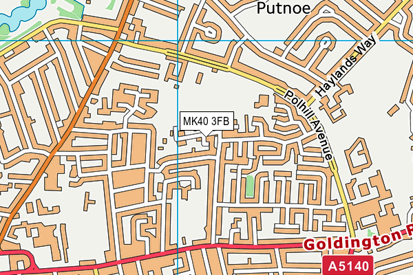 MK40 3FB map - OS VectorMap District (Ordnance Survey)