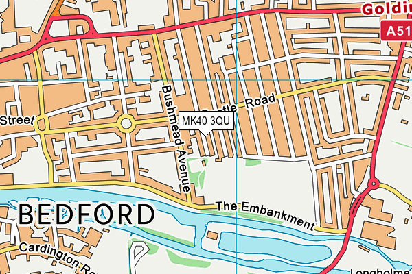 MK40 3QU map - OS VectorMap District (Ordnance Survey)