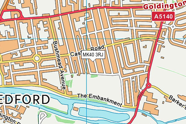 MK40 3RJ map - OS VectorMap District (Ordnance Survey)