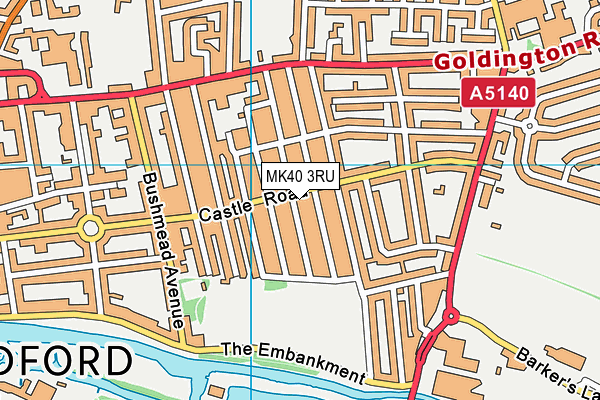 MK40 3RU map - OS VectorMap District (Ordnance Survey)