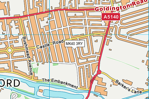 MK40 3RY map - OS VectorMap District (Ordnance Survey)