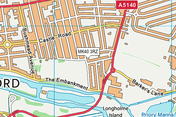 MK40 3RZ map - OS VectorMap District (Ordnance Survey)