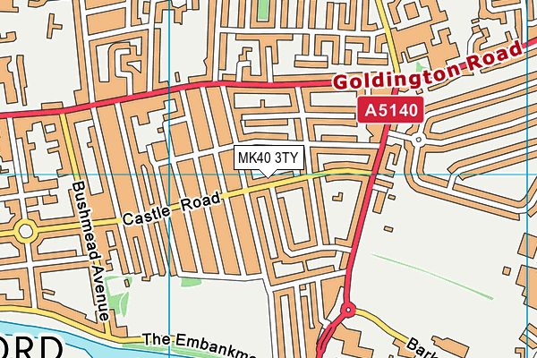 MK40 3TY map - OS VectorMap District (Ordnance Survey)