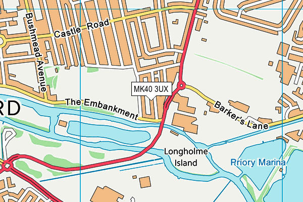 MK40 3UX map - OS VectorMap District (Ordnance Survey)