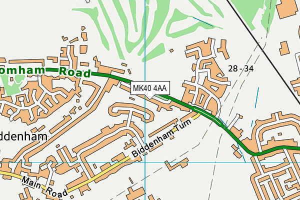 MK40 4AA map - OS VectorMap District (Ordnance Survey)