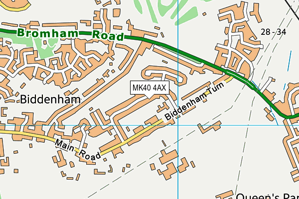 MK40 4AX map - OS VectorMap District (Ordnance Survey)