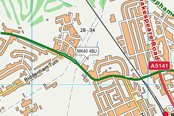MK40 4BU map - OS VectorMap District (Ordnance Survey)