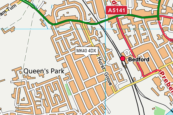 MK40 4DX map - OS VectorMap District (Ordnance Survey)