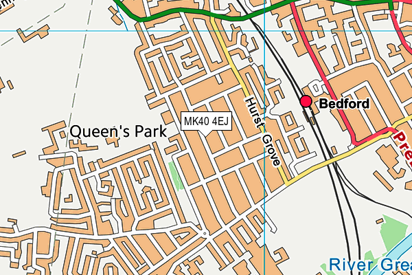 MK40 4EJ map - OS VectorMap District (Ordnance Survey)