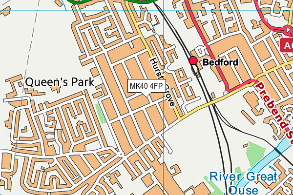 MK40 4FP map - OS VectorMap District (Ordnance Survey)