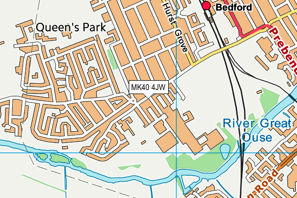 MK40 4JW map - OS VectorMap District (Ordnance Survey)