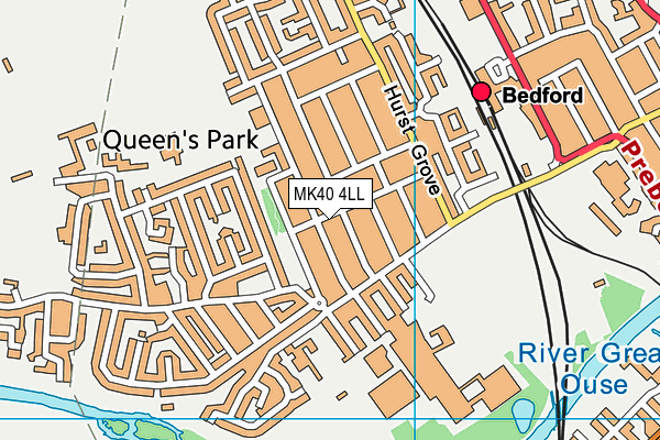 MK40 4LL map - OS VectorMap District (Ordnance Survey)