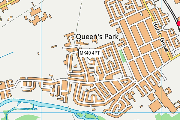 MK40 4PT map - OS VectorMap District (Ordnance Survey)