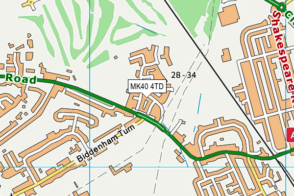 MK40 4TD map - OS VectorMap District (Ordnance Survey)