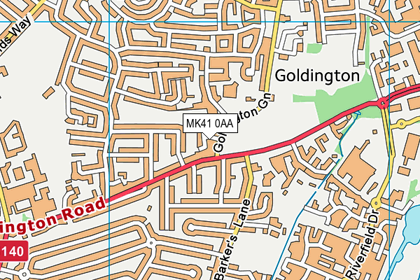 MK41 0AA map - OS VectorMap District (Ordnance Survey)