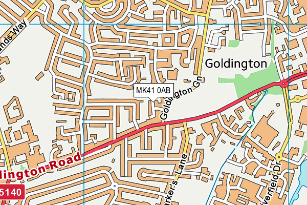 MK41 0AB map - OS VectorMap District (Ordnance Survey)