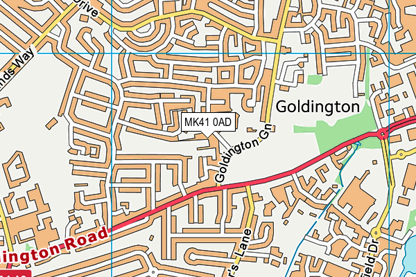 MK41 0AD map - OS VectorMap District (Ordnance Survey)