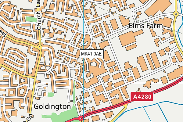 MK41 0AE map - OS VectorMap District (Ordnance Survey)