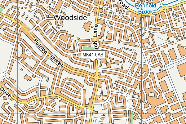 MK41 0AS map - OS VectorMap District (Ordnance Survey)