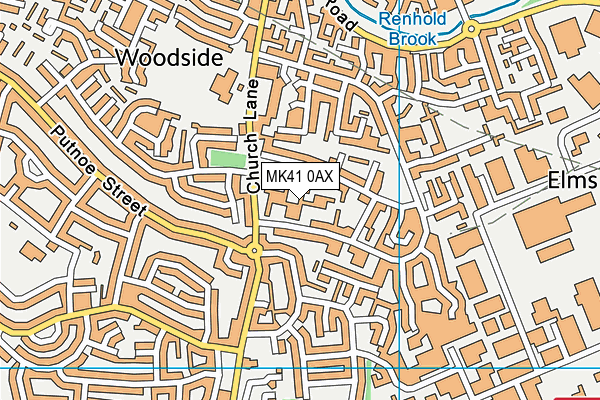 MK41 0AX map - OS VectorMap District (Ordnance Survey)