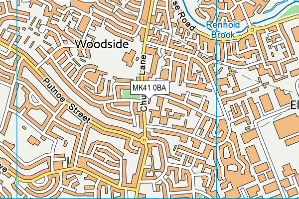 MK41 0BA map - OS VectorMap District (Ordnance Survey)