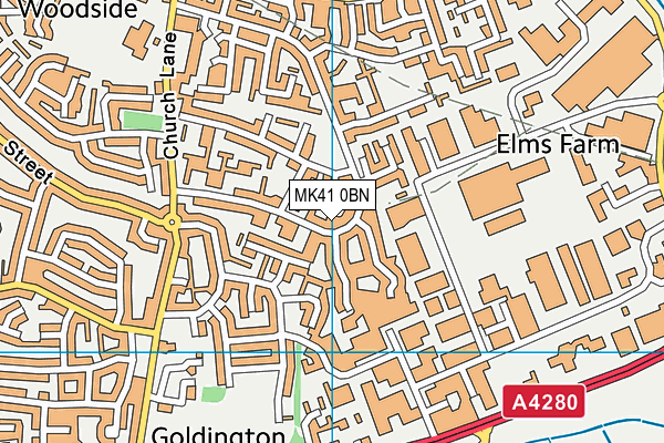 MK41 0BN map - OS VectorMap District (Ordnance Survey)